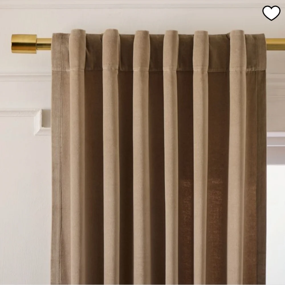 West Elm Cotton Velvet Curtain, Color Elm, Size 48×108 In, Retail $169.00US